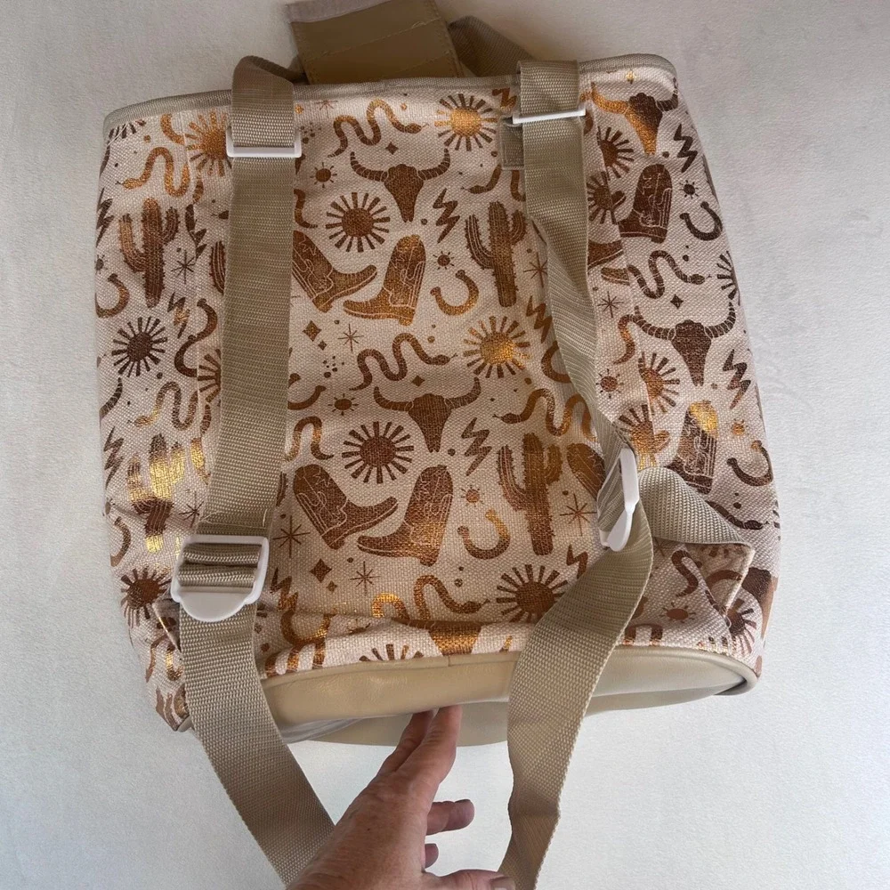 Natural Elements Insulated‎ Backpack Cooler Bag Western Cowgirl Boots New NWT